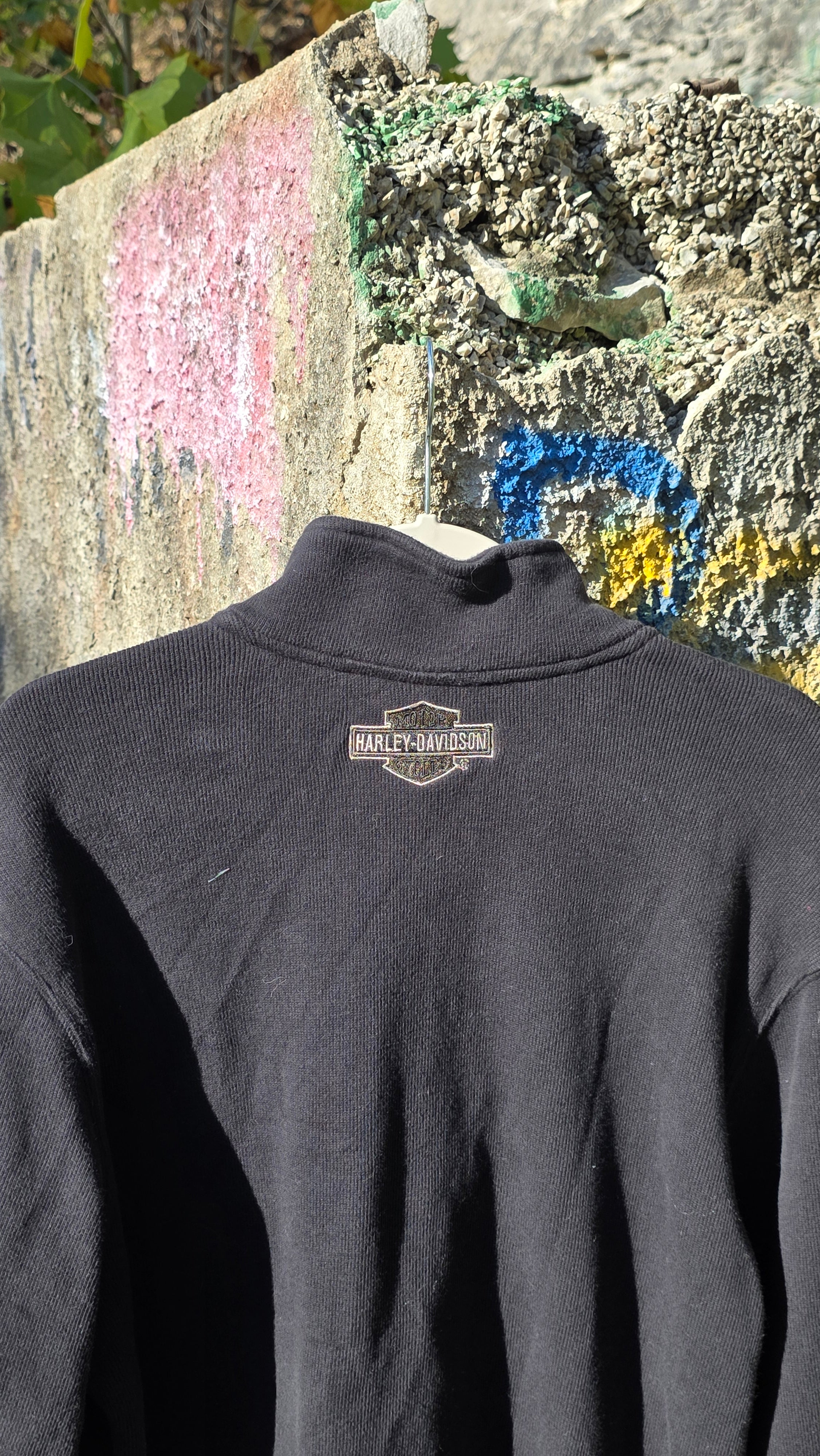 Harley Davidson striped long-sleeved crew neck. Size large
