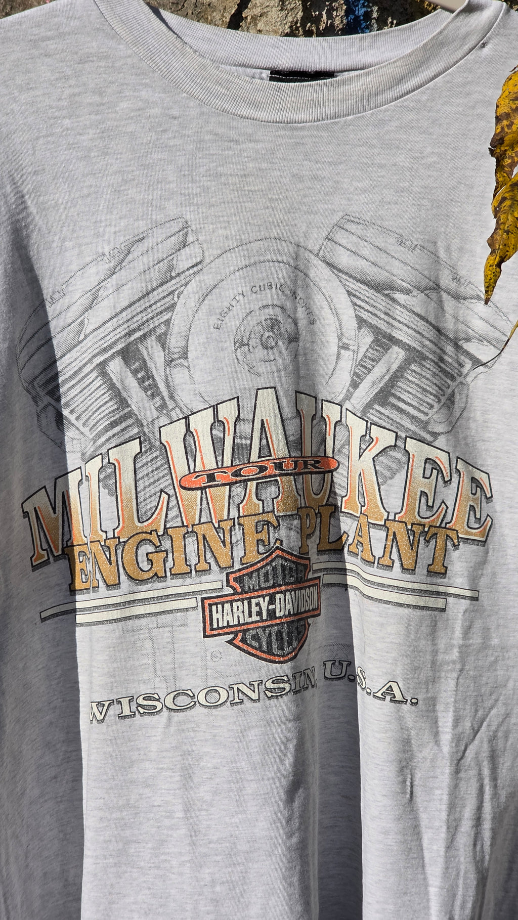 Harley Davidson "Milwaukee engine plant" graphic tee. Size M