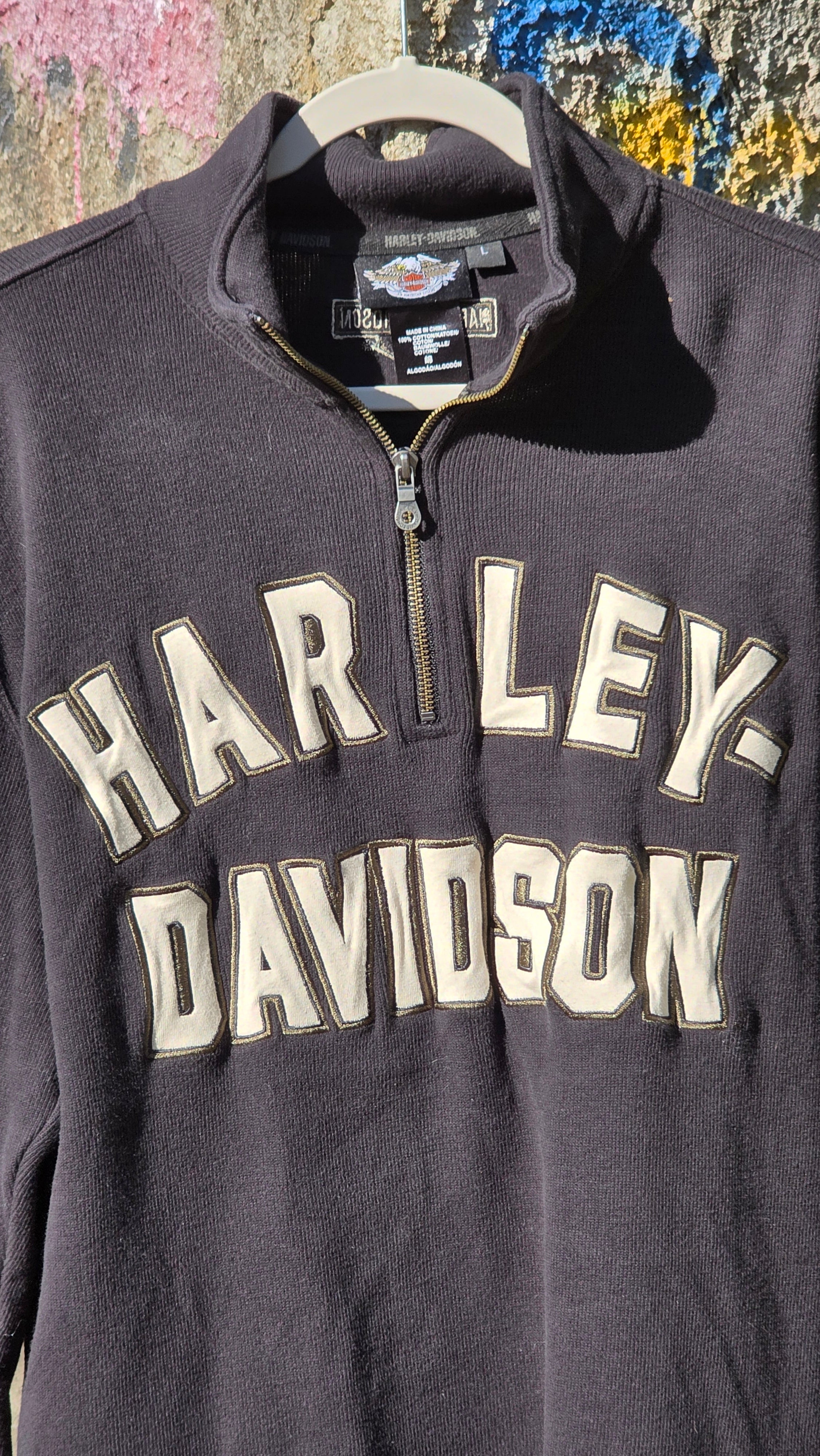 Harley Davidson striped long-sleeved crew neck. Size large
